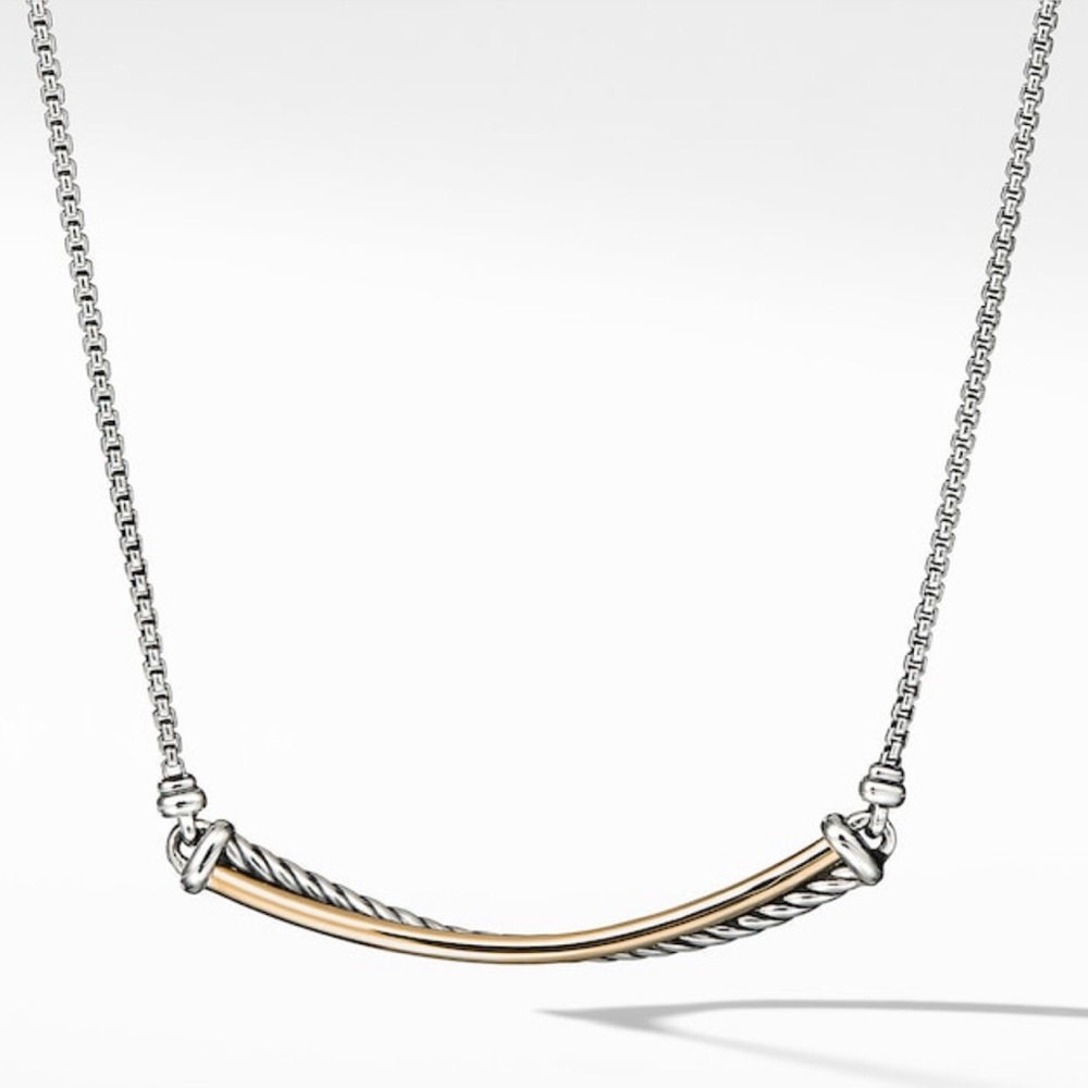RELIST David Yurman Crossover Bar Necklace with 18K